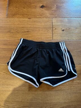 adidas Black Athletic Shorts with White Piping
